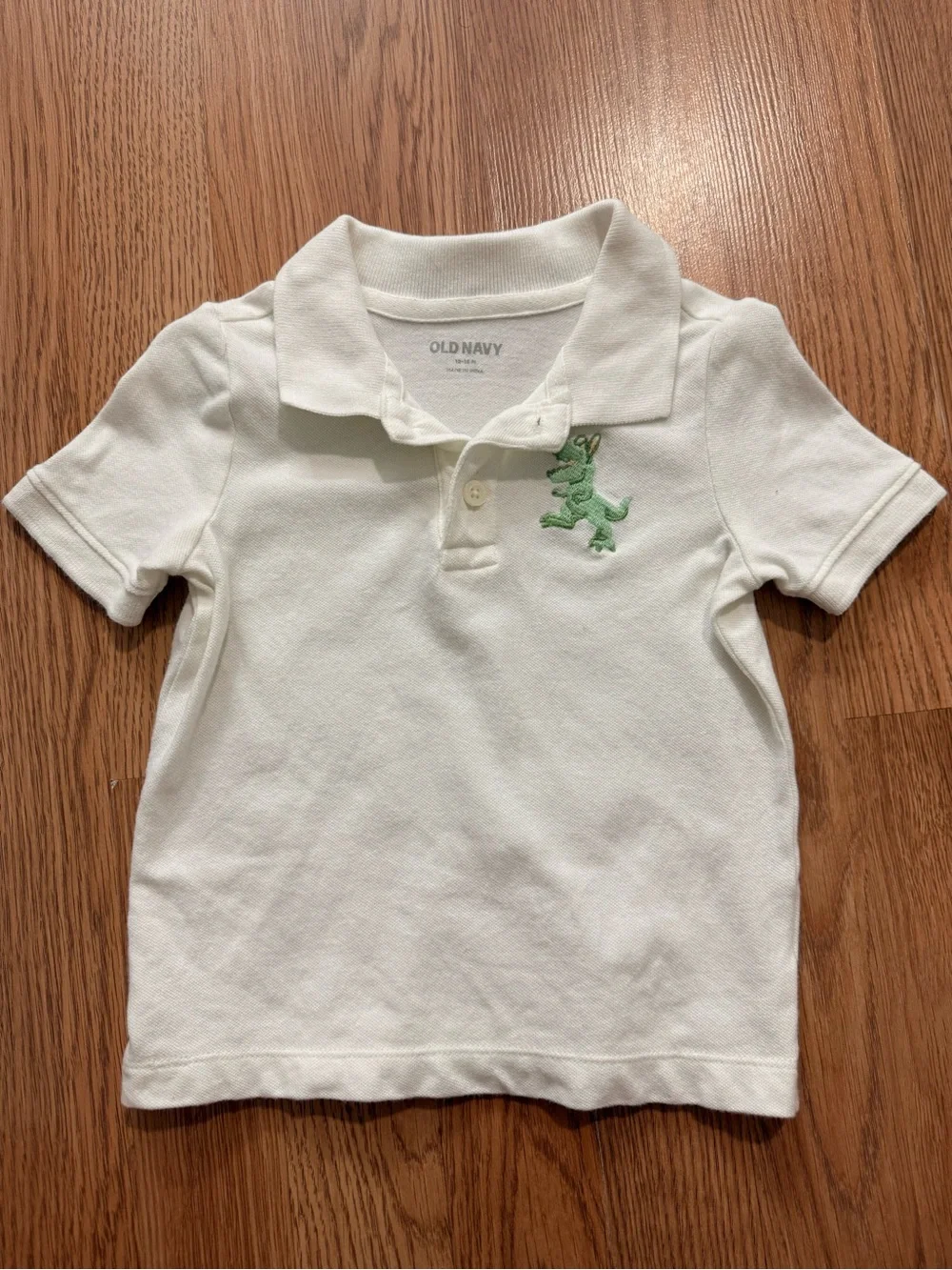 Old Navy White Polo with Green Dinosaur Patch - Kids